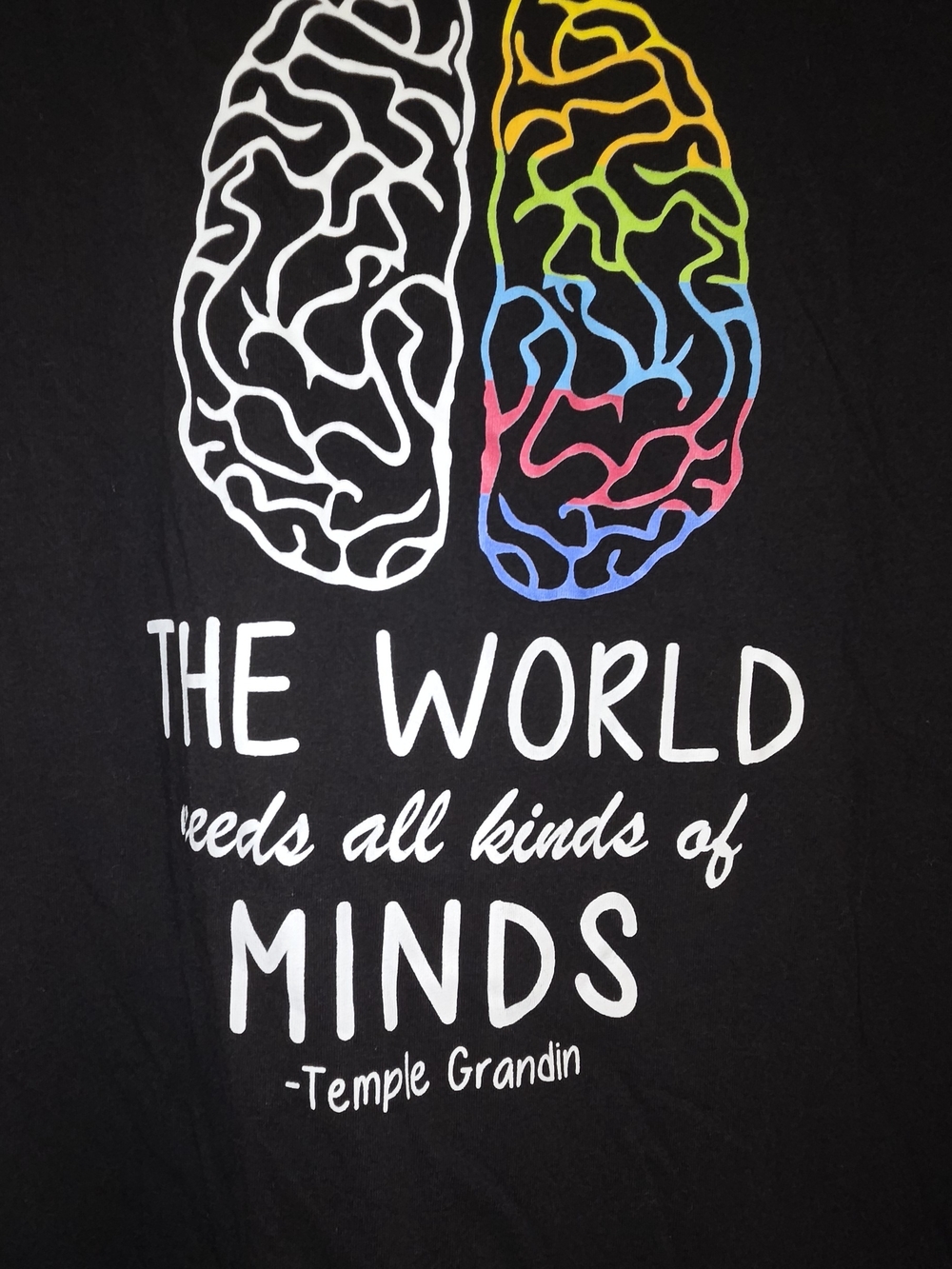 Black Graphic Tee with Multicolor Brain Print, Teacher Shirt